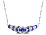 1.30 Carat (ctw) Lab Created Blue & White Sapphire Necklace in Sterling Silver